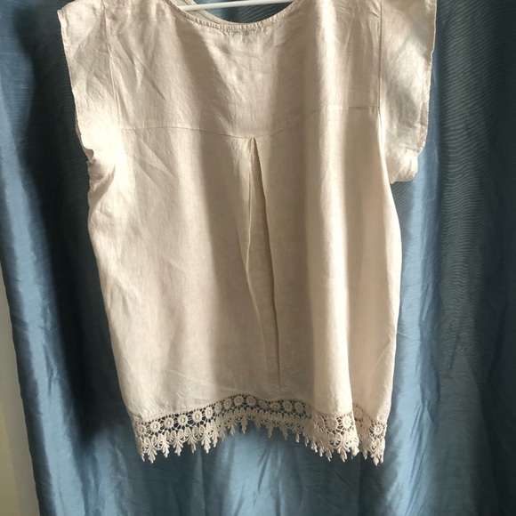 Terzo Millennio  100% linen - 3x -Cream Blouse with Lace Detail- made in Italy - Picture 1 of 10